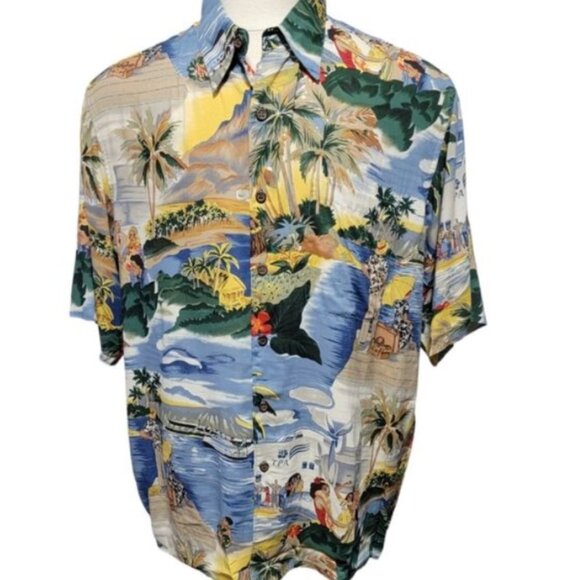 Rey Spooner Luau Hawaiian Short Sleeve Shirt Size XL Rayon tropical Cruisewear - Picture 11 of 12